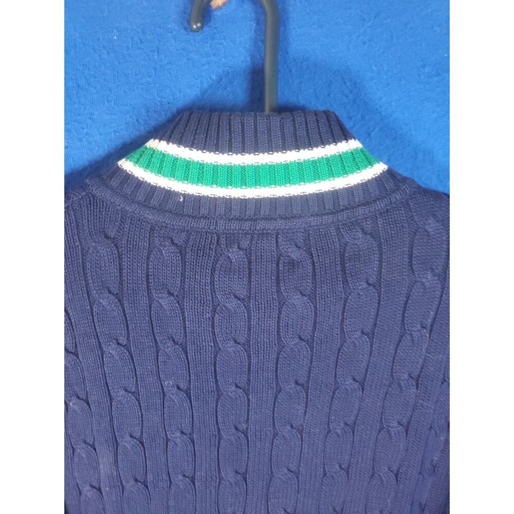 LRL Lauren Active Ralph Lauren Women's L Navy Blue Cable Knit Full Zip Sweater - Picture 15 of 16
